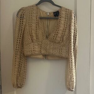 Windsor Lace V-Neck Blouse - Tan